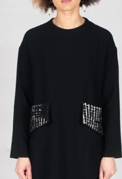 Patch Pocket Dress in Black