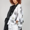 Patch Print Boxy Top in White and Black