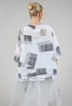 Patch Print Boxy Top in White and Black