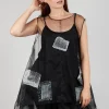 Patch Print Mesh Vest in Black and White