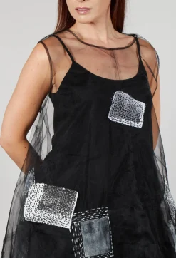 Patch Print Mesh Vest in Black and White