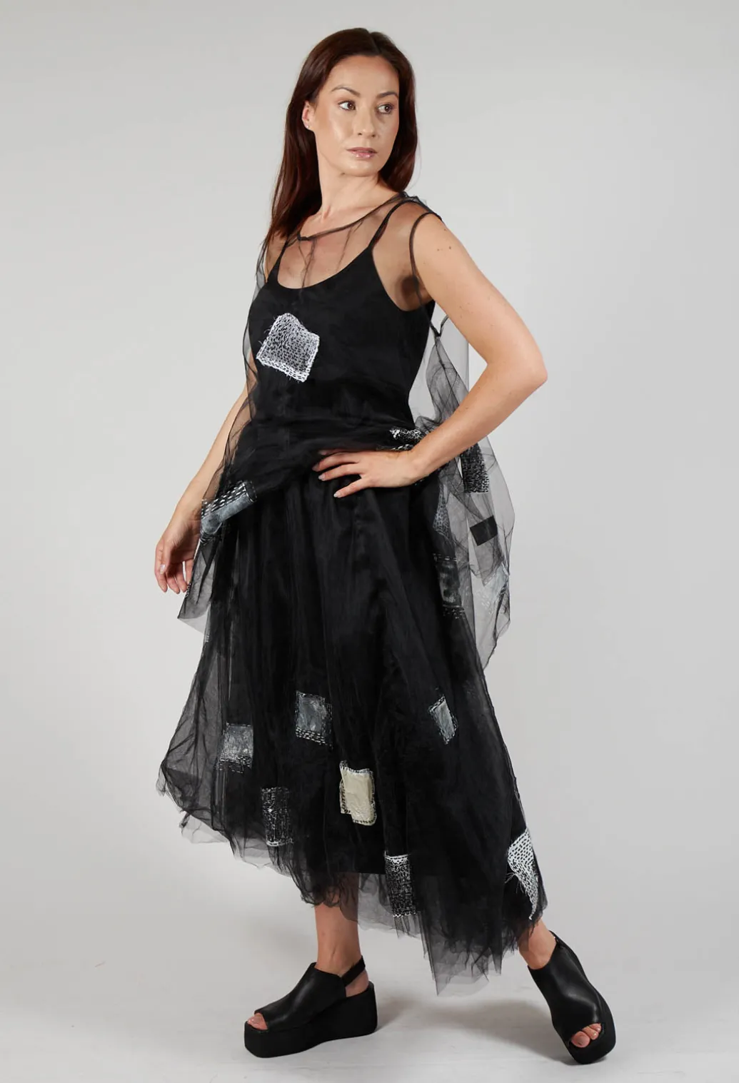 Patch Print Mesh Vest in Black and White