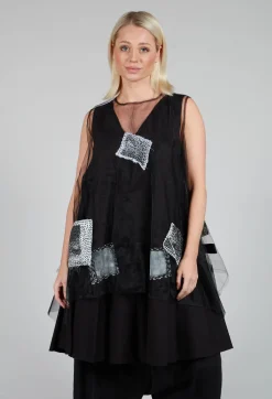 Patch Print Mesh Vest in Black and White