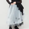 Patch Print Tulle Skirt in White