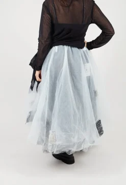 Patch Print Tulle Skirt in White
