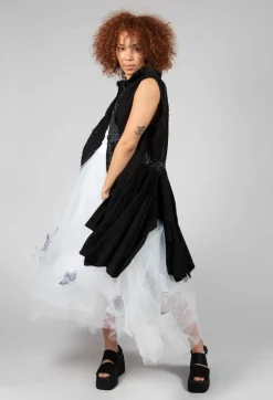 Patch Print Tulle Skirt in White