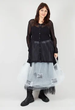 Patch Print Tulle Skirt in White