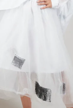 Patch Print Tulle Skirt in White