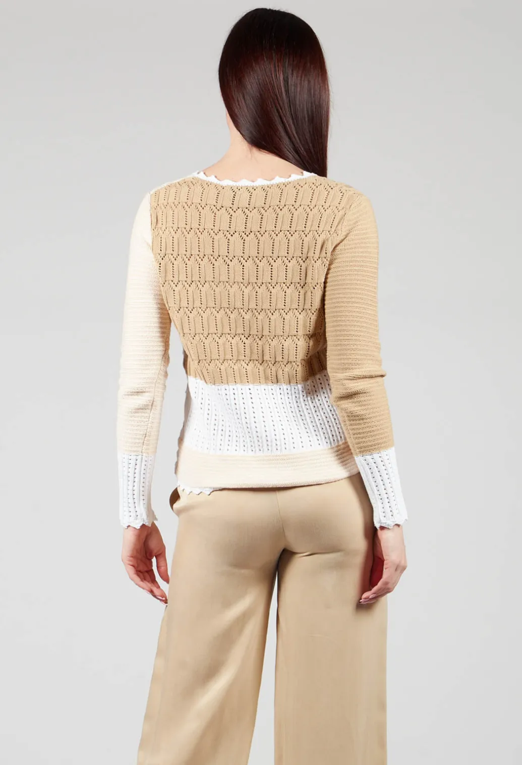 Patched Crochet Cardigan in Jojoba