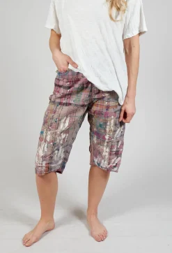 Patchwork Miner Shorts in Madras Pink