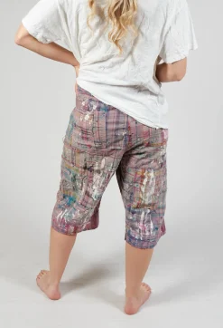 Patchwork Miner Shorts in Madras Pink