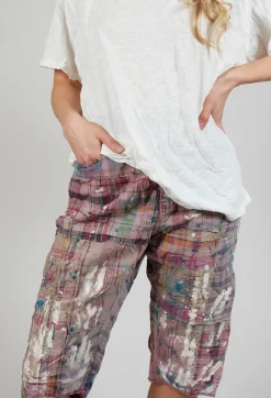Patchwork Miner Shorts in Madras Pink