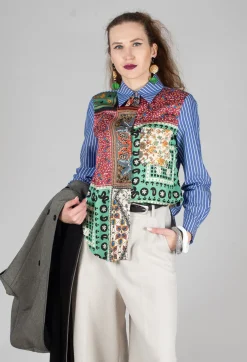 Patchwork Shirt in Ink Blue