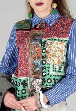 Patchwork Shirt in Ink Blue
