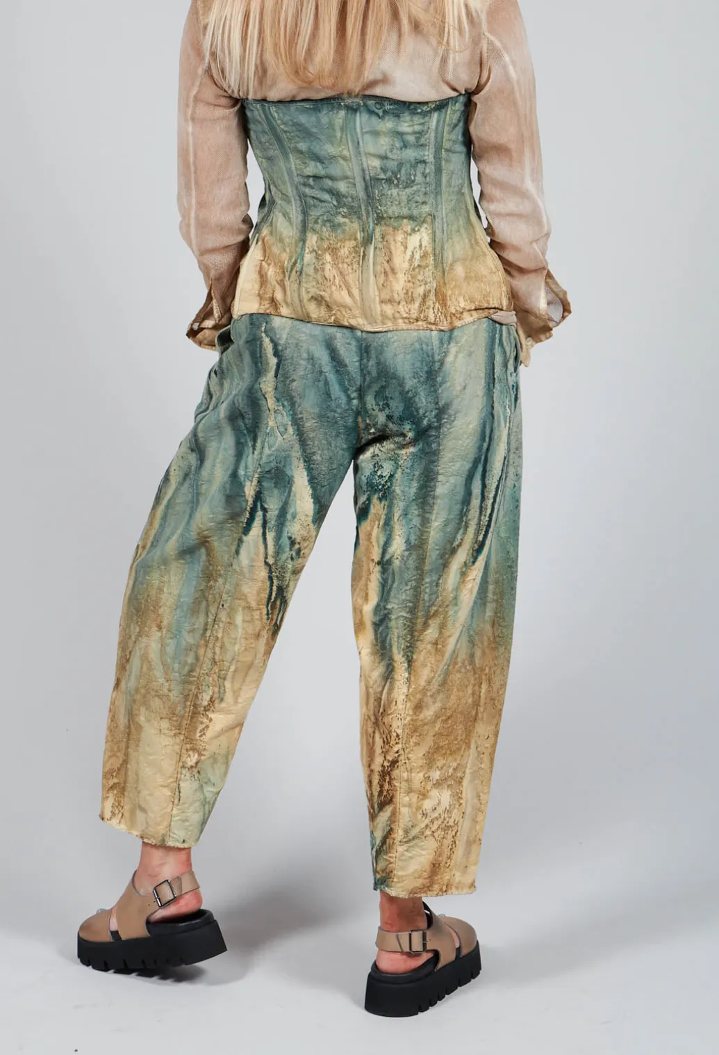 Pattern Trousers in Petrol and Tea