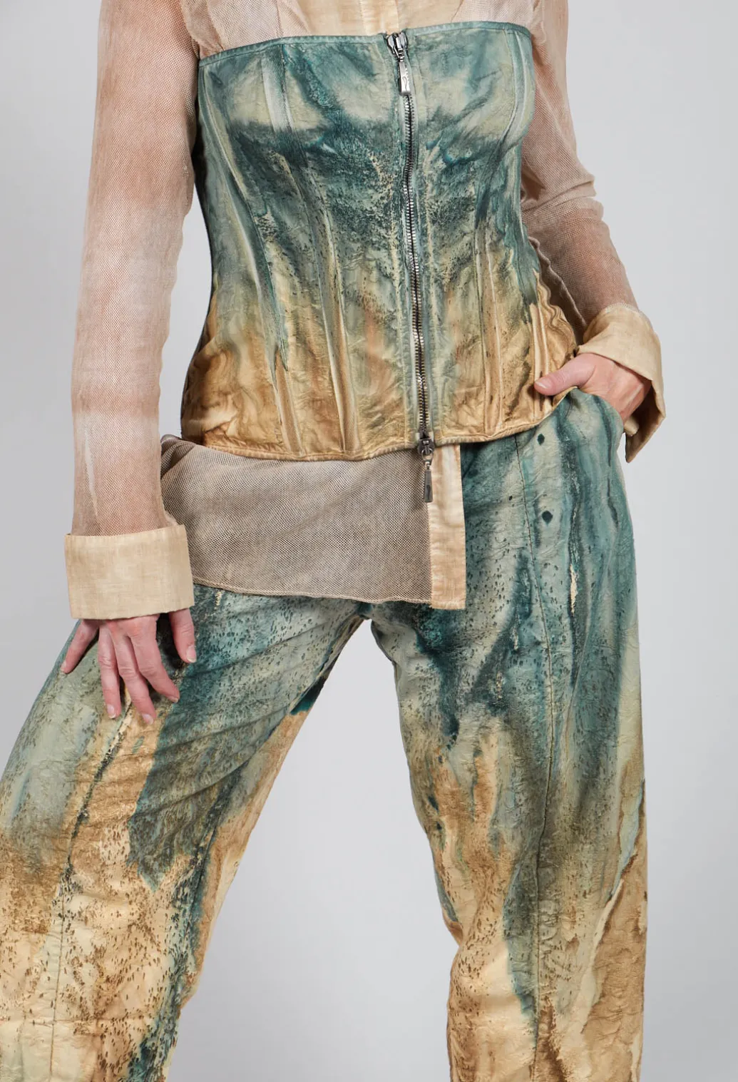 Pattern Trousers in Petrol and Tea