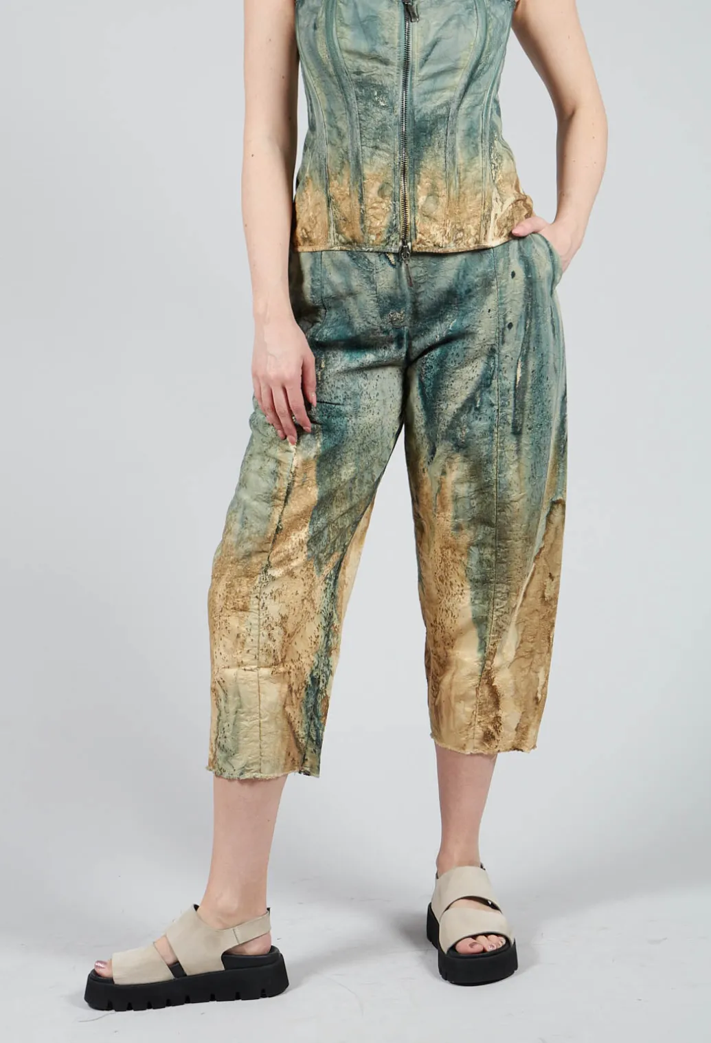 Pattern Trousers in Petrol and Tea