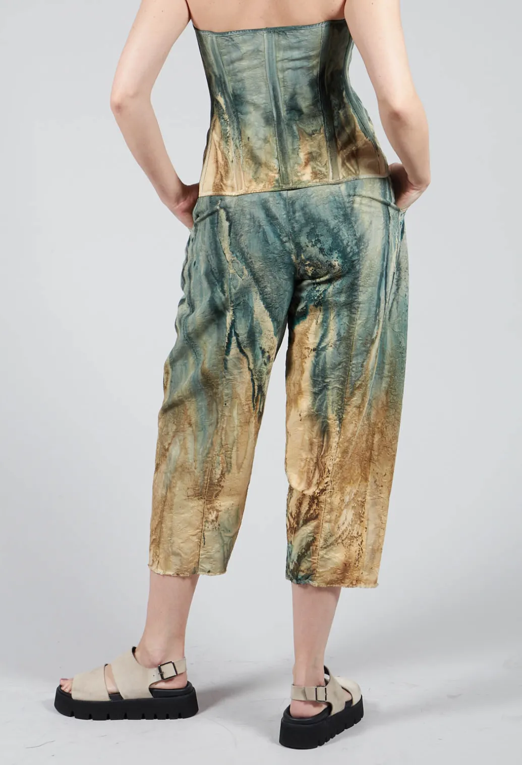 Pattern Trousers in Petrol and Tea