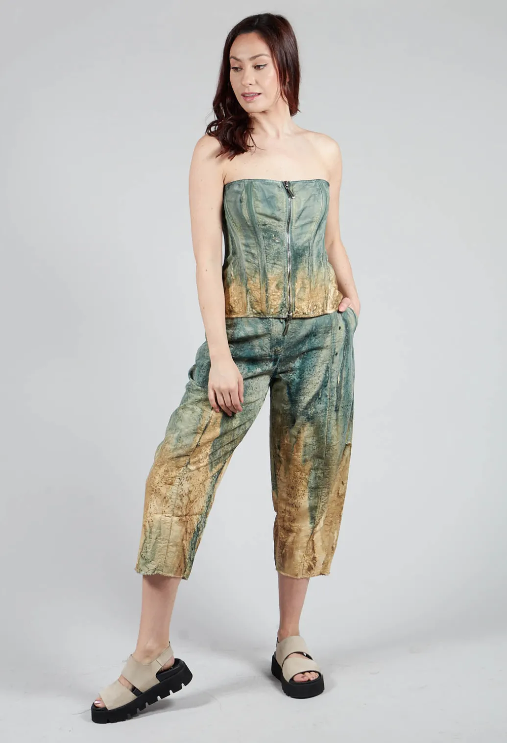 Pattern Trousers in Petrol and Tea