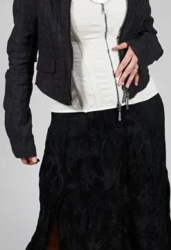 Patterned Split Trousers in Black
