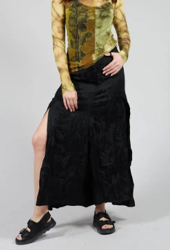 Patterned Split Trousers in Black