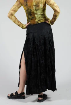Patterned Split Trousers in Black