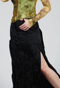 Patterned Split Trousers in Black