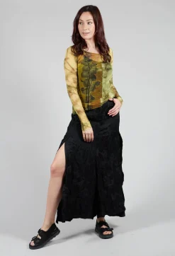 Patterned Split Trousers in Black