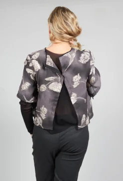 Patterned Top with Mesh insert in Mauve