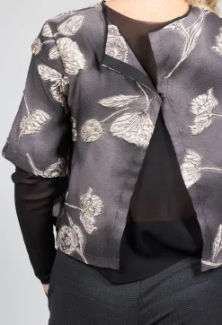 Patterned Top with Mesh insert in Mauve