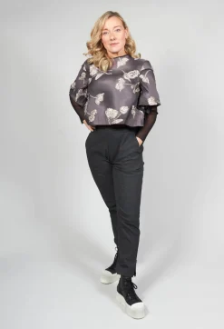 Patterned Top with Mesh insert in Mauve