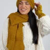 Patterned Wool Hat in Mustard