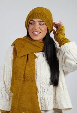 Patterned Wool Hat in Mustard