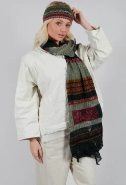 Patterned Wool Scarf in Turquoise