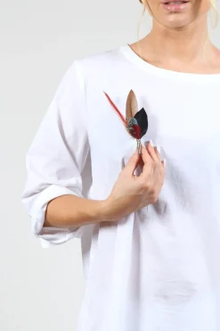 Pencil Brooch in Red and Brown