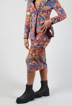Pencil Skirt in Carpet Print