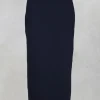 Pencil Skirt with Back Slit in Navy