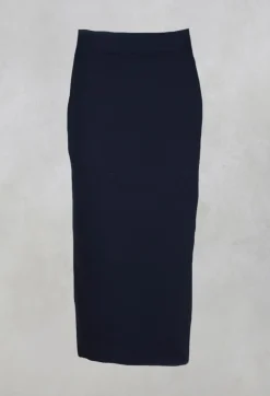 Pencil Skirt with Back Slit in Navy