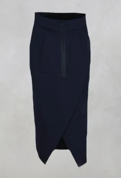 Pencil Skirt with Back Slit in Navy