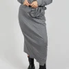 Pencil Skirt with Exposed Seams in Rock