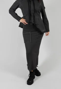 Pencil Skirt with Multiple Pockets in Asphalt