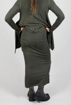 Pencil Skirt with Multiple Pockets in Olive
