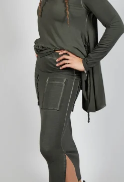 Pencil Skirt with Multiple Pockets in Olive