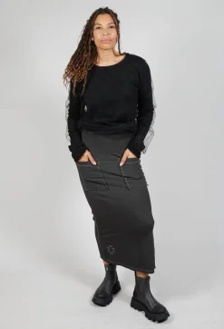 Pencil Skirt with Multiple Pockets in Asphalt