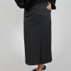 Pencil Skirt with Split in Dark Grey