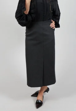 Pencil Skirt with Split in Dark Grey