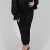 Pencil Skirt with Split in Black