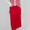 Pencil Skirt with Split in Urban Red