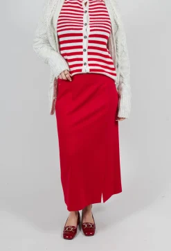 Pencil Skirt with Split in Urban Red