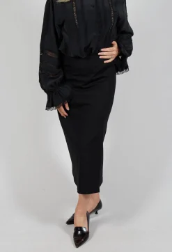 Pencil Skirt with Split in Black